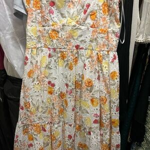 Francesca's Collections Floral Dress with Orange and Yellow Accents